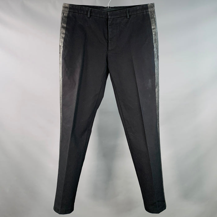 MAISON MARTIN MARGIELA Size 36 Black Cotton Twill Flat Front Button Fly Dress Pants