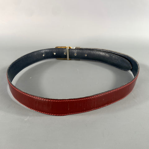 GUCCI Navy Burgundy Leather Belt