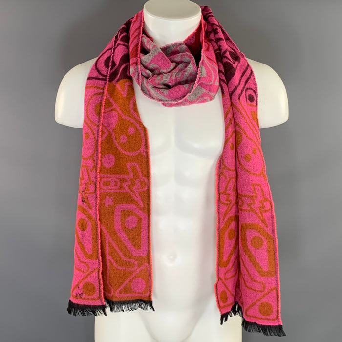 WALTER VAN BEIRENDONCK Orange Pink Geometric Scarves