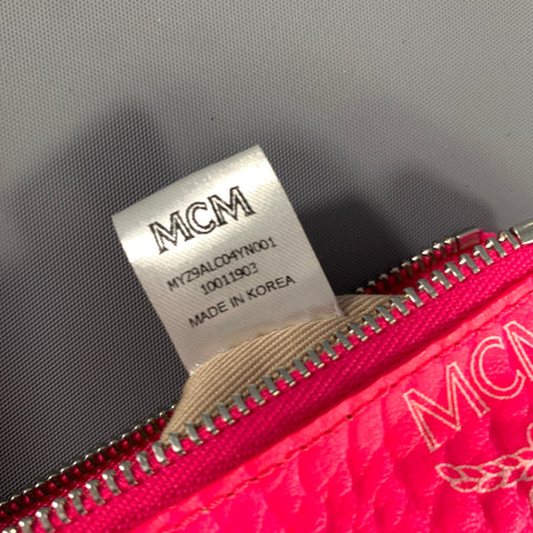 MCM SS2019 Pink Neon Monogram PVC Wristlet