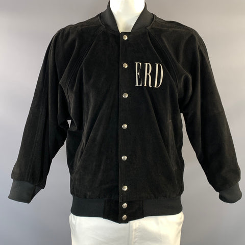 ENFANTS RICHES DEPRIMES ERD SS2018 XL Black Embroidery Suede Bomber Jacket