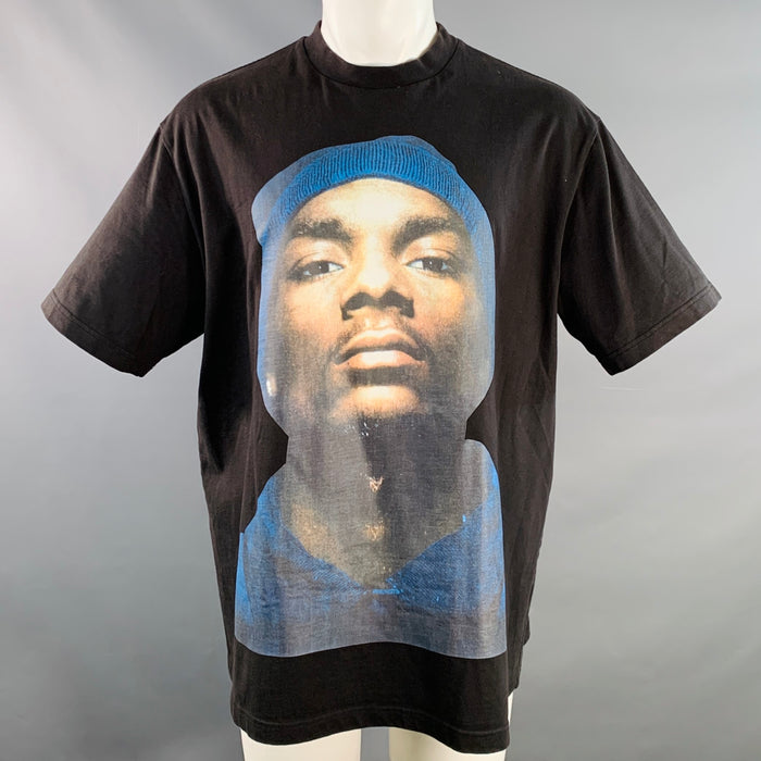 VETEMENTS Summer 2017 Size XS Snoop Dogg Black Multi Color Print Cotton Crew Neck T-shirt