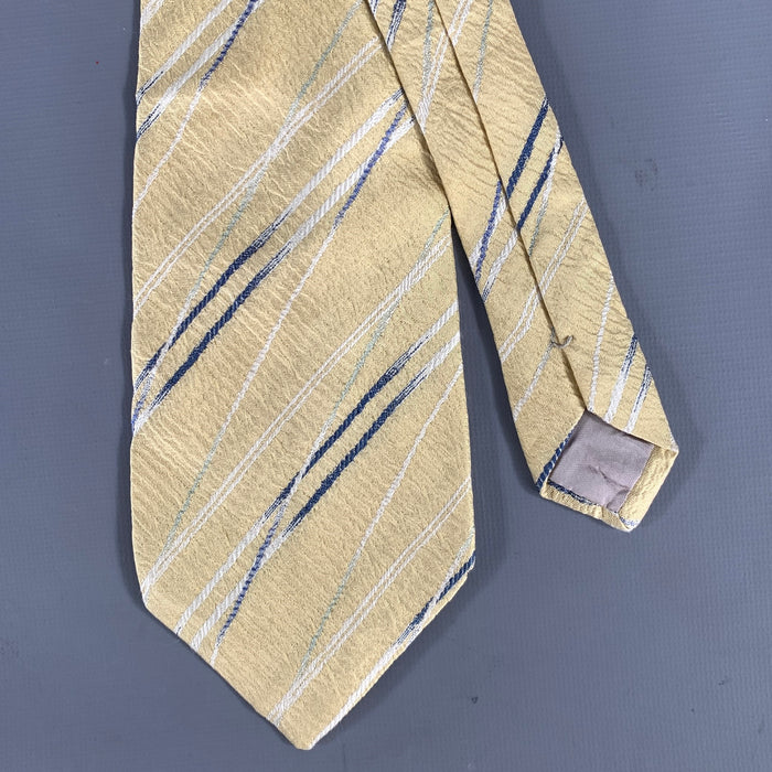 ISSEY MIYAKE Yellow Navy Lines Silk Tie