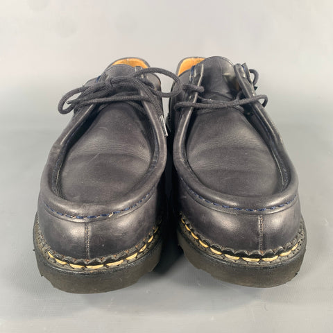 PARABOOT Size 9 Black Dark Grey Leather Derby Lace Up Shoes