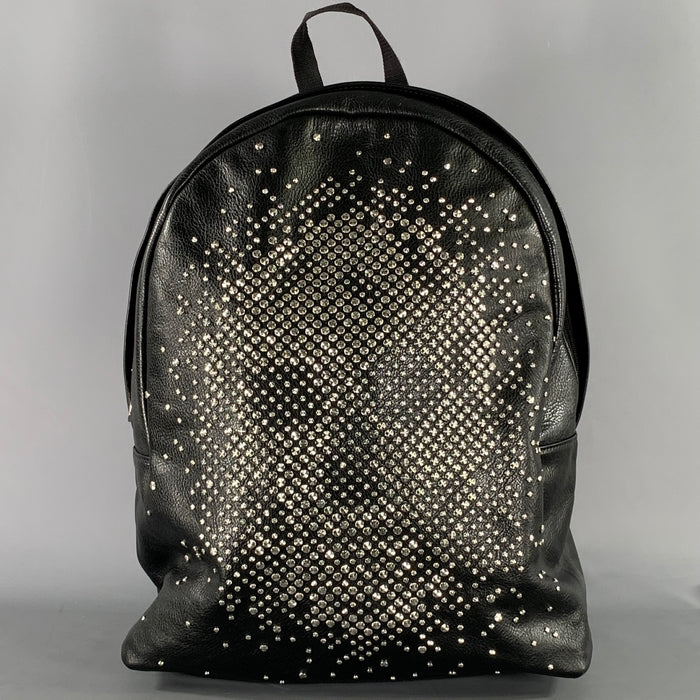 ALEXANDER MCQUEEN Black Silver Skull Leather Backpack Bags