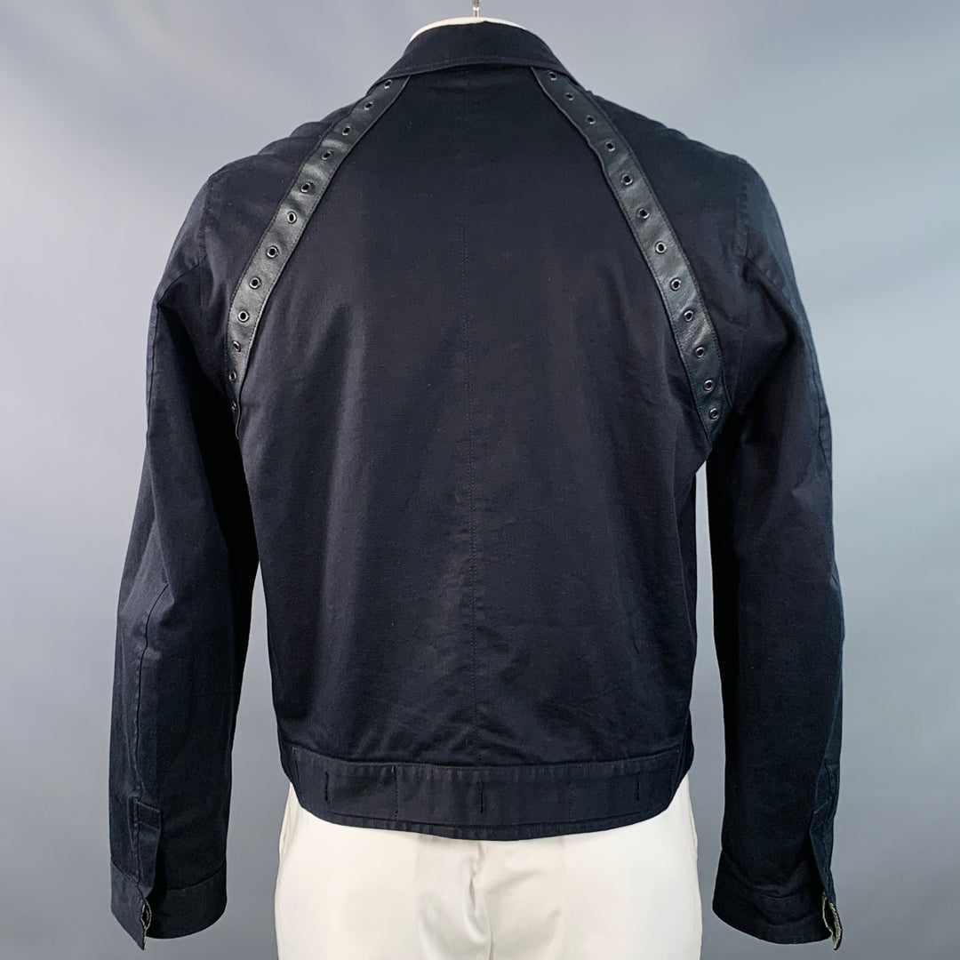 JOHN BARTLETT Size 44 Black Cotton Blend Twill Harness Zip Up Jacket