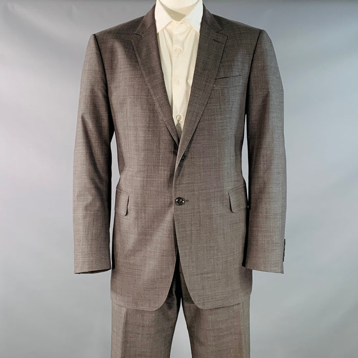 BURBERRY Size 46 Regular Grey Virgin Wool Notch Lapel Suit