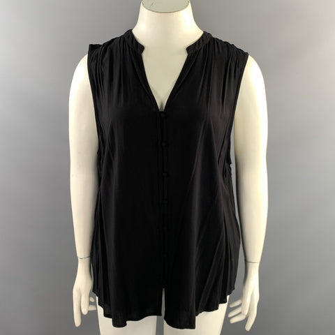 SAKS FIFTH AVENUE Size XL Black Rayon Pleated Tank top Casual Top