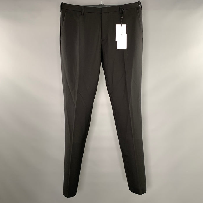 PAUL SMITH Size 34 Black Wool Zip Fly Dress Pants