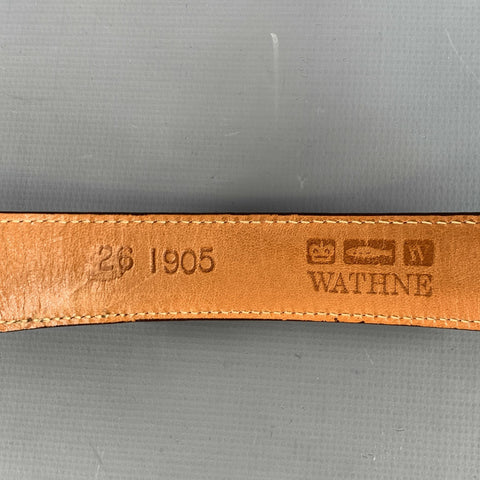 WATHNE Waist Size 24 Brown Gold Alligator Embossed Leather Belt
