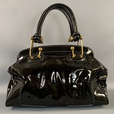 DOLCE & GABBANA Black Gold Faux Leather Polyurethane Handbag