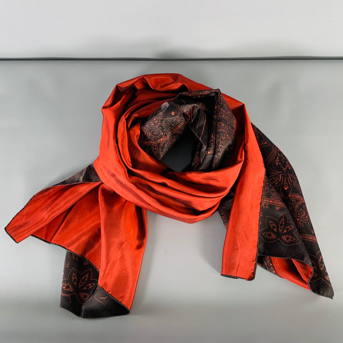 ETRO Black Burgundy Paisley Silk Reversible Scarf