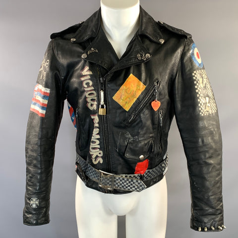ENFANTS RICHES DEPRIMES ERD Size M Black Studded Leather Punk Biker Jacket
