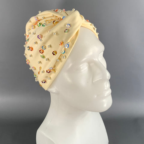 SINE MODUS Cream Iridescent Beaded Hats