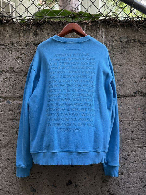 ENFANTS RICHES DEPRIMES SS2017 Size XL Blue Graphic Cotton Crew Neck Sweatshirt