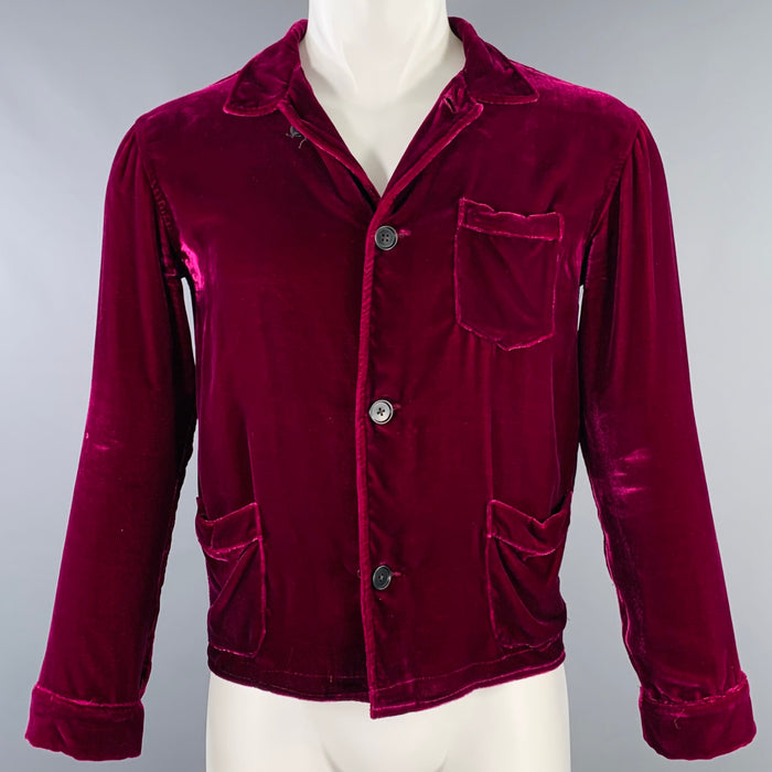 DRIES VAN NOTEN Size 38 Purple Fuchsia Velvet Long Sleeve Shirt