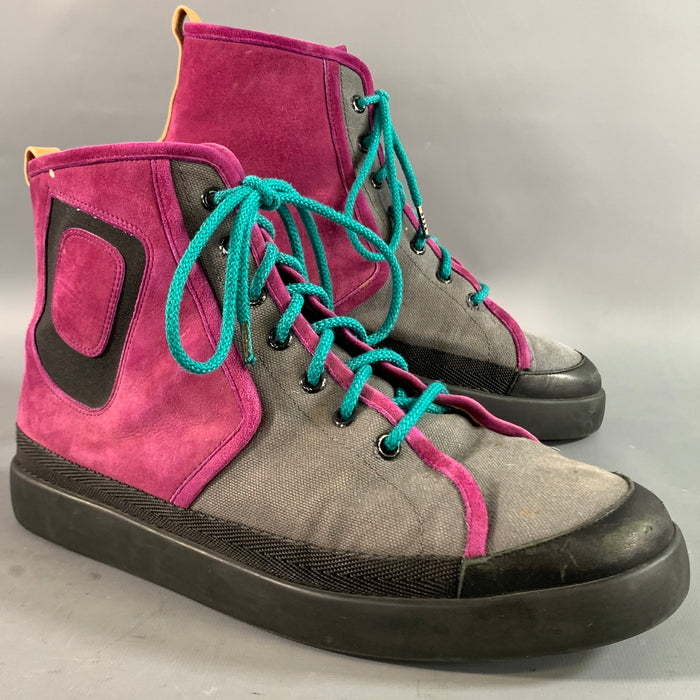 LOUIS VUITTON Size 8 Purple Grey GO 0023 Mixed Fabrics High Top Sneakers