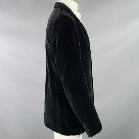 ARMANI COLLEZIONI Size 38 Regular Black Velvet Cotton Sport Coat