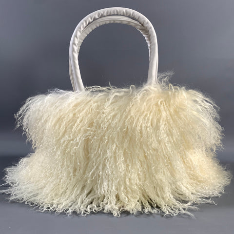 NO BRAND Cream White Mongolian Lamb Bag