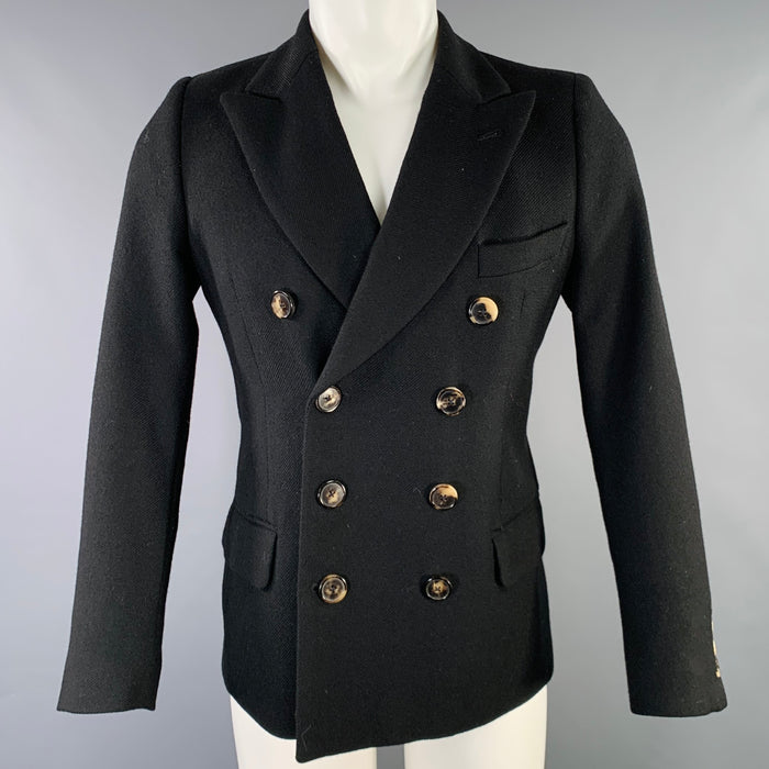 DRIES VAN NOTEN Size 36 Black Twill Double Breasted Jacket