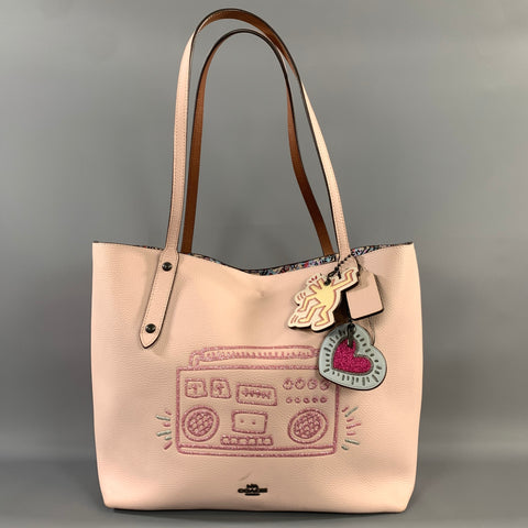 COACH Pink Rose 29856 Graphic Pebble Grain Leather Tote