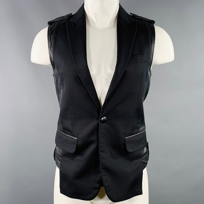 DSQUARED2 Size 40 Black Mixed Fabrics Cotton Silk Vest