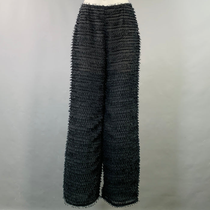 GIORGIO ARMANI Size XS Black Polyester Fringe Wide Leg Dress Pants