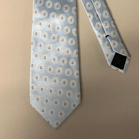 VERSACE Blue White Geometric Silk Tie