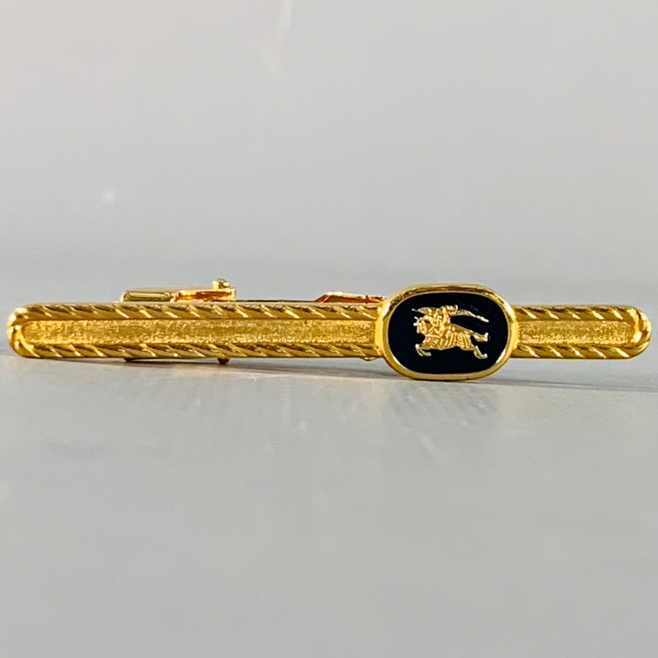 BURBERRY Vintage Gold Logo Metal Tie Clip