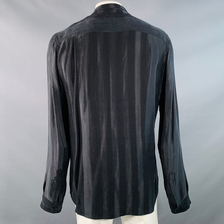 ANN DEMEULEMEESTER Size XL Warbler Black Stripe Cupro Blend Jacket