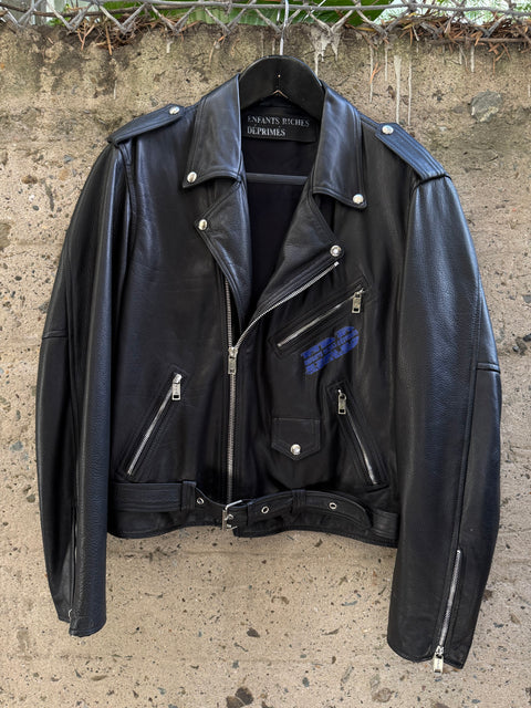 ENFANTS RICHES DEPRIMES ERD SS2017 XL Black Patches Leather Biker Jacket