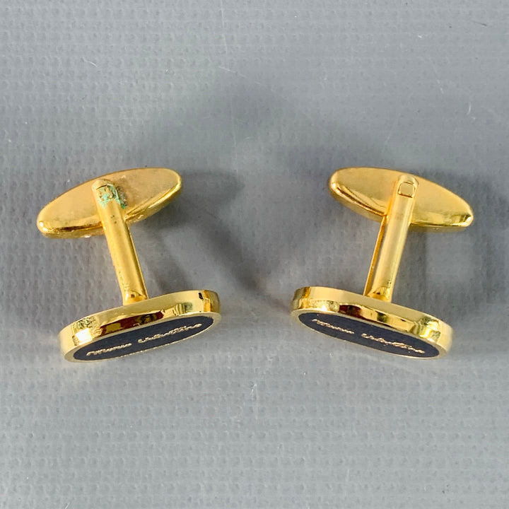 MARIO VALENTINO Vintage Purple Gold Tone Signature Metal Cuff Links
