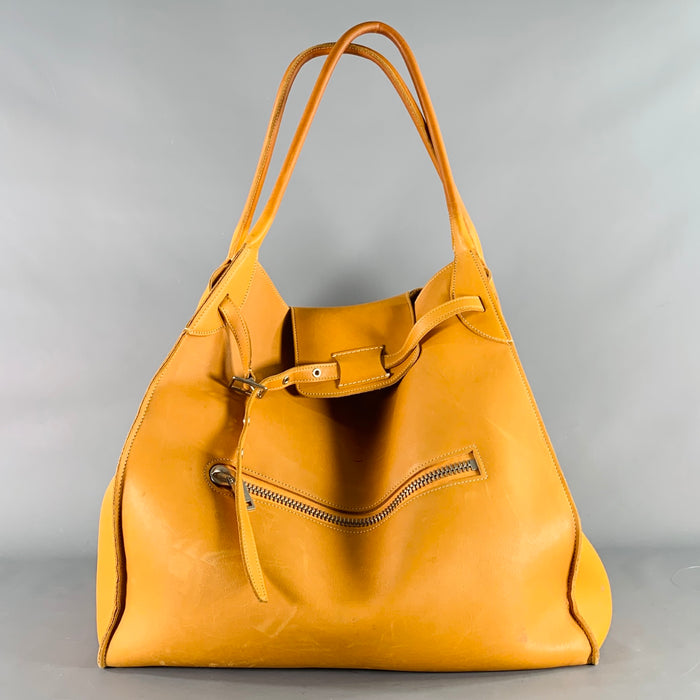 CELINE Fall 2017 Cabas Phantom Yellow Mustard Leather Oversized Tote Handbag