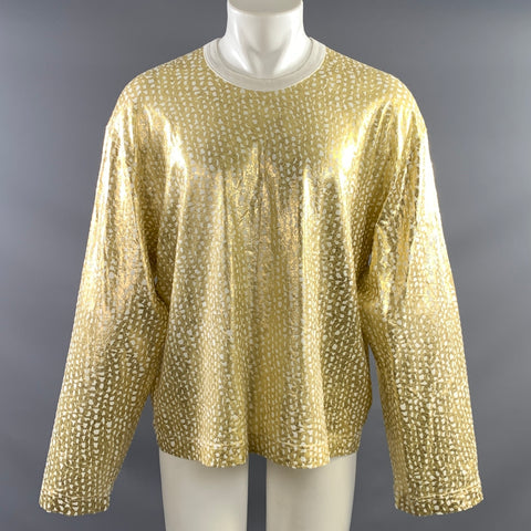 COMME des GARCONS AD2014 Size S Gold White Metallic Cotton Polyurethane Pullover