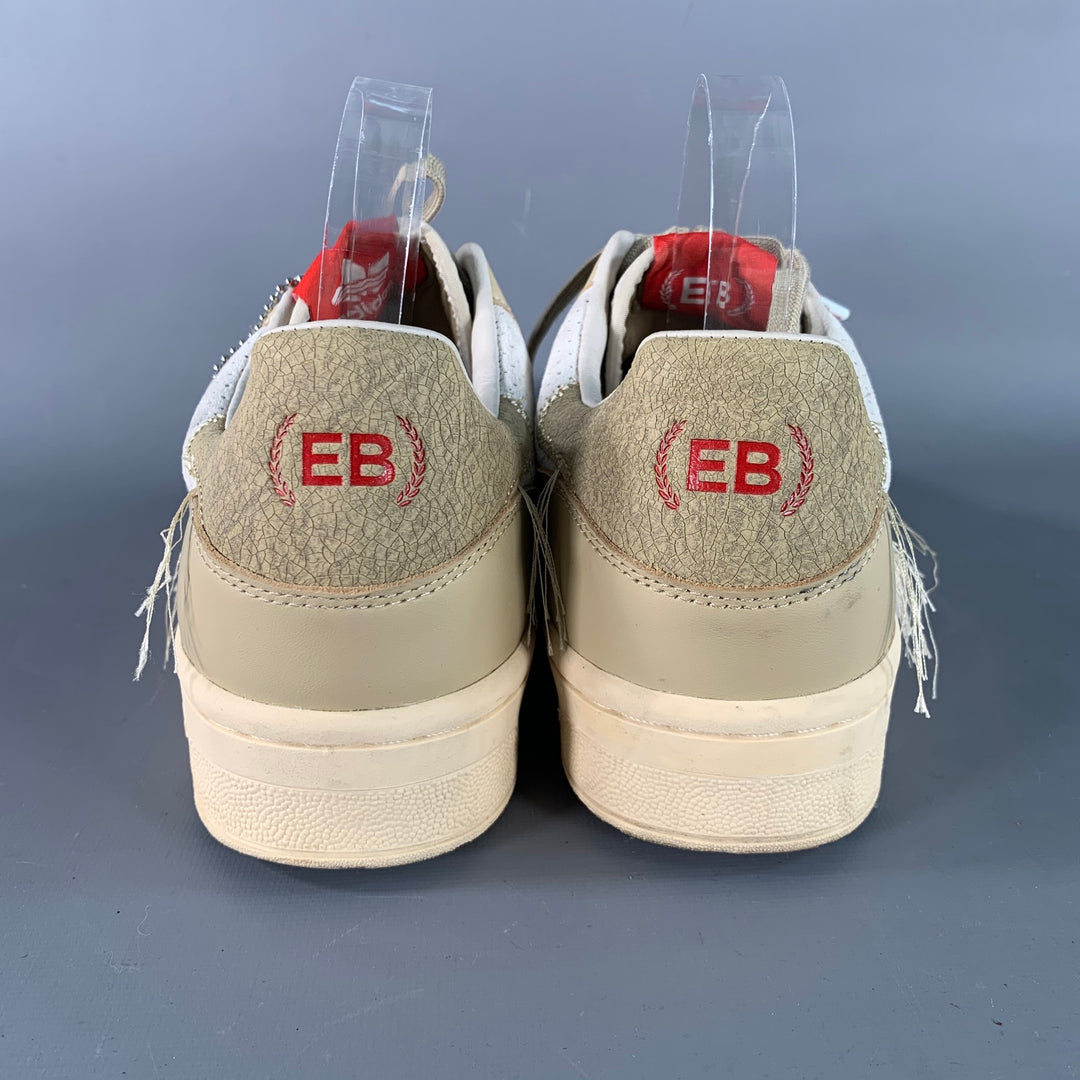 ADIDAS Size 9.5 Beige White Mixed Materials Nylon Mesh Sneakers