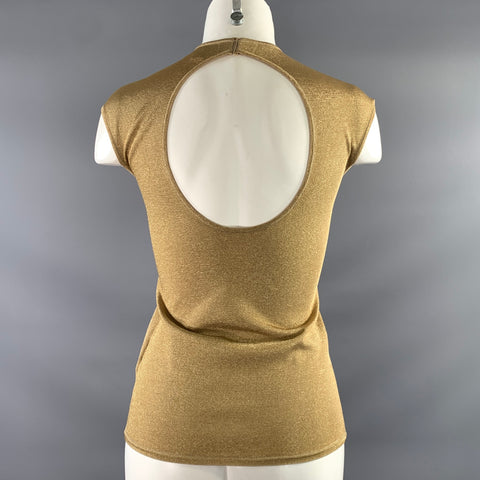 RALPH LAUREN Size S Gold Viscose & Silk Metallic Tank Dress Top