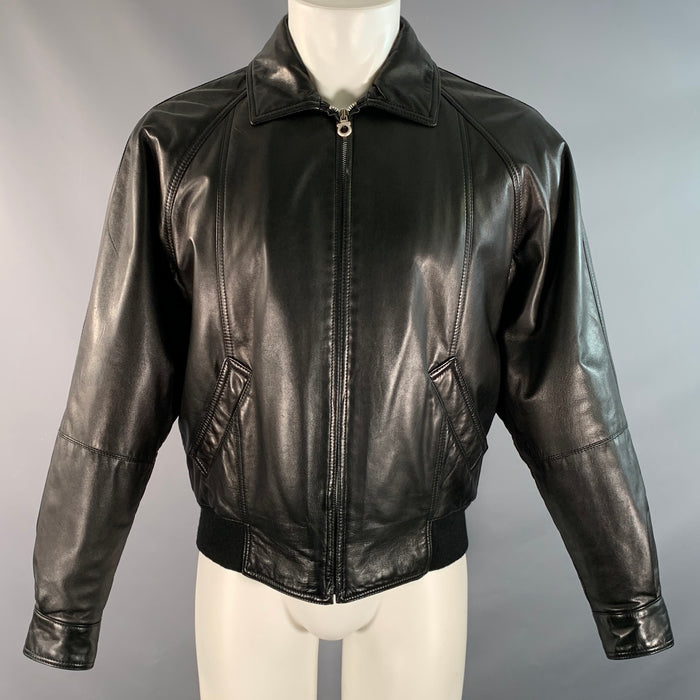 SALVATORE FERRAGAMO Size 36 Black Solid Leather Raglan Sleeve Jacket