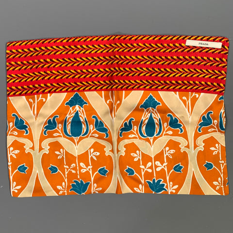 PRADA Red Orange Geometric Silk Dust Bag
