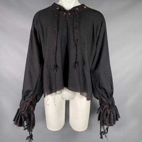 YOUTHS IN BALACLAVA Size S Black Contrast Stitch Long Sleeve Pirate Shirt