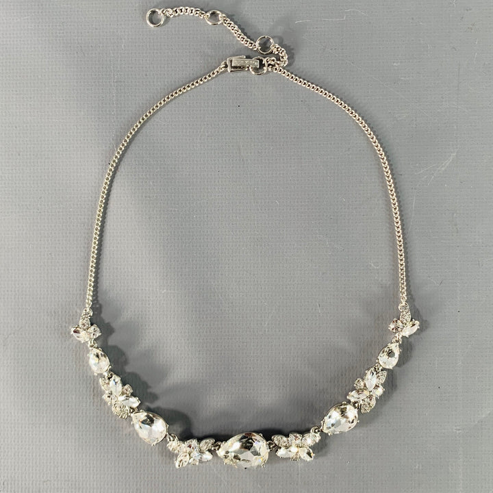 GIVENCHY Silver Rhinestones Metal Necklace
