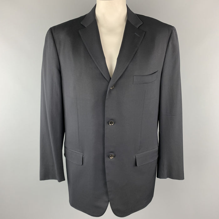 ISAIA 48 Long Black Wool Notch lapel Single Breasted Sport Coat