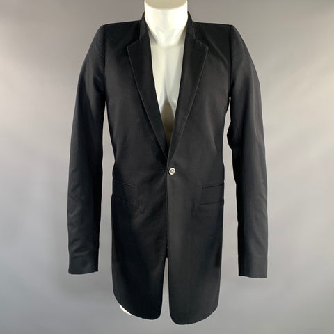 RICK OWENS FW2011 Size 40 Black Cotton Notch Lapel Coat