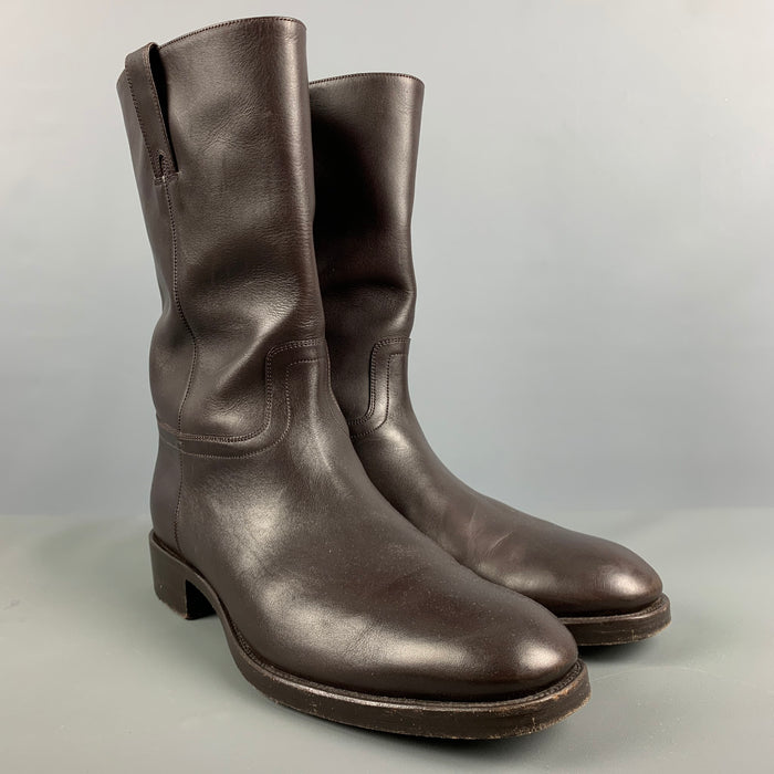 TOM FORD Size 10.5 Brown Leather Pull On Boots
