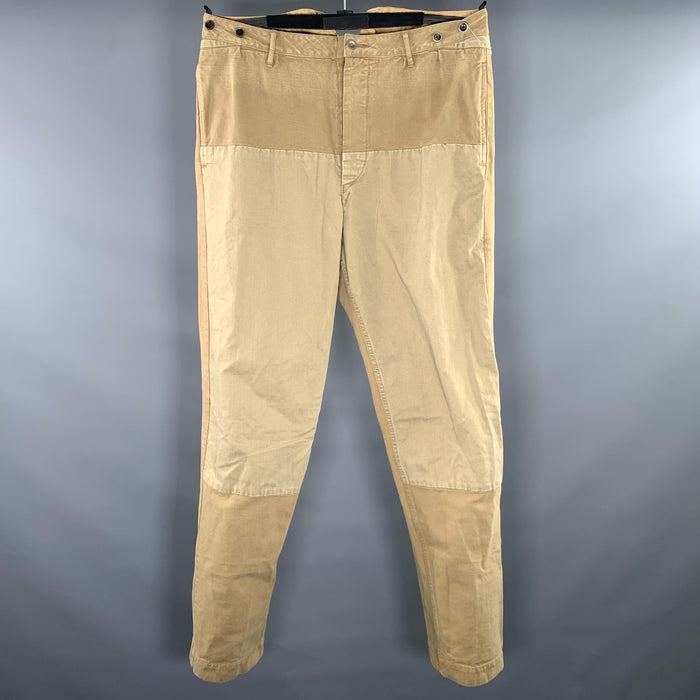 KAPITAL Size L Khaki Tan Solid Cotton Double knee Casual Pants