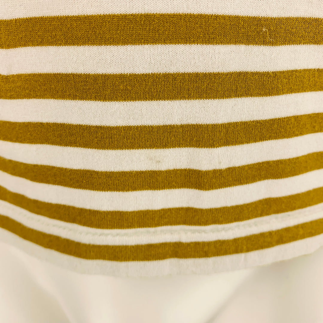 COMME des GARCONS Size S White Blue Tan Stripe Cotton Long Sleeve T-shirt