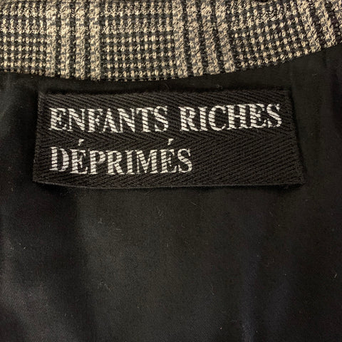 ENFANTS RICHES DEPRIMES ERD FW2016 M Grey Black Plaid Wool Notch Lapel Coat