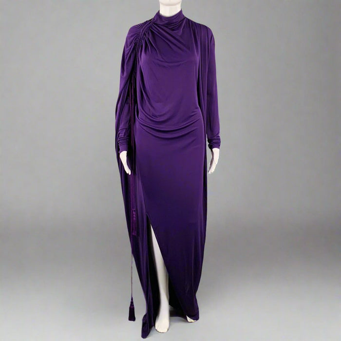 LANVIN Size 4 Purple Viscose Blend Long Sleeve Cocktail Dress