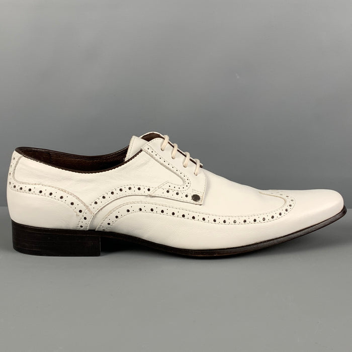 VERSACE Size 9 White Perforated Leather Lace Lace Up Shoes