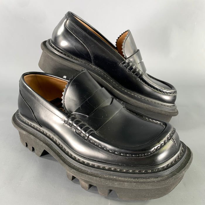 DRIES VAN NOTEN Size 6.5 Black Leather Loafers