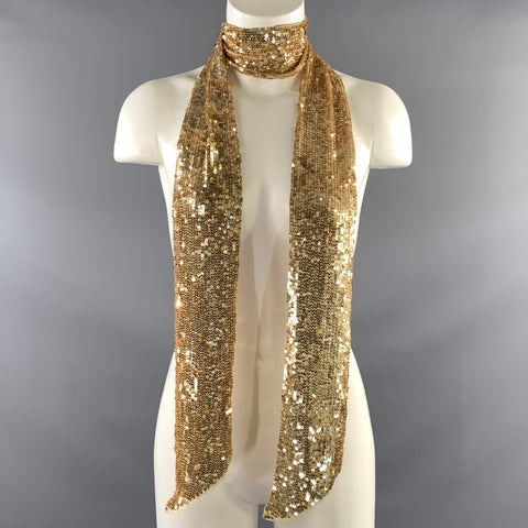 BAJRA Gold Cream Sequined Silk Scarf